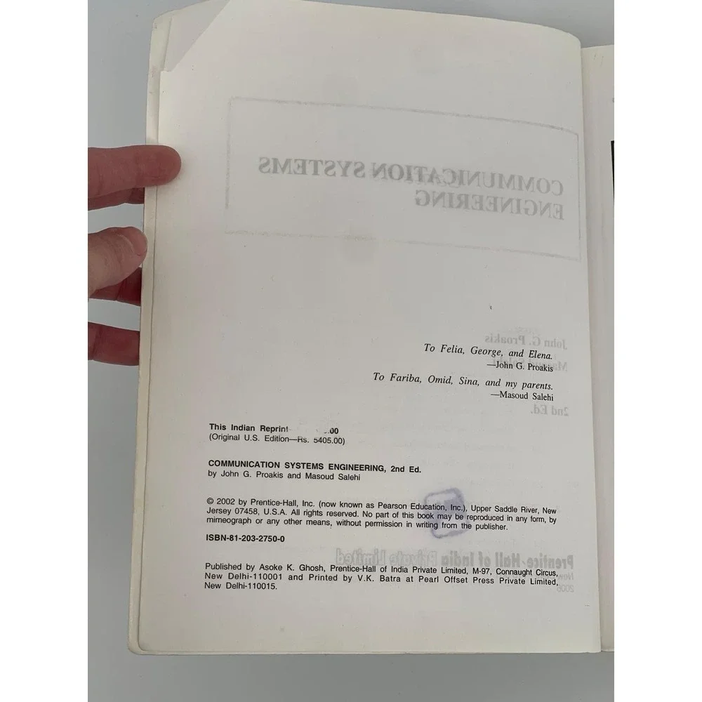 Communication Systems Engineering 2nd‎ Ed Proakis Salehi Paperback